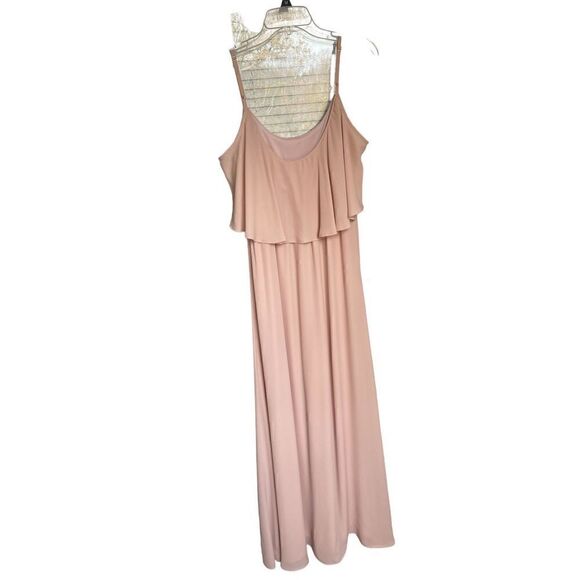 Show Me Your Mumu Caitlin Ruffle Maxi Dress/ Bridesmaid Blush Size L - Picture 4 of 9